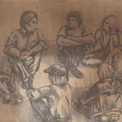 A print of a pen and ink drawing.