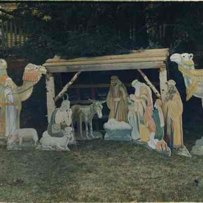 A photo view of Christmas manger scene. 12/16/1988.