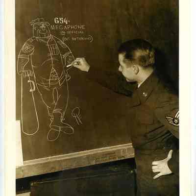Unidentified man drawing cartoon
