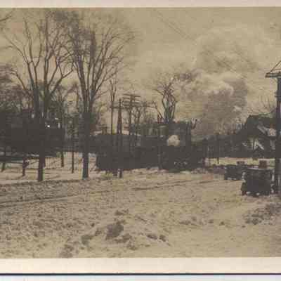 Postcard of Maine St Looking South Toward RR Tracks from Park Hotel