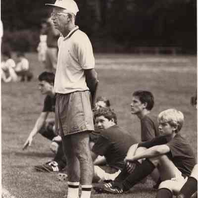 A photo view of a soccer coach.