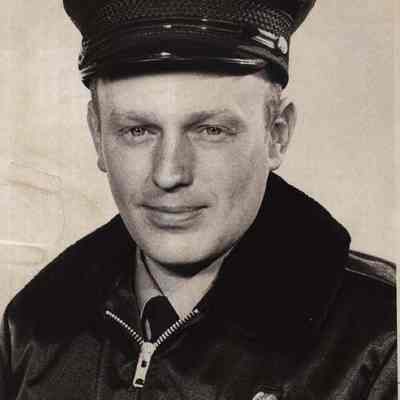 A photo view of Gary Howard, Brunswick Fire Chief. 4/4/1975.