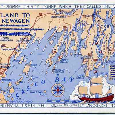 Postcard Map of Casco Bay