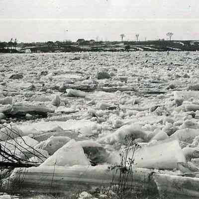 Ice Chunks on River during Flood of 1936