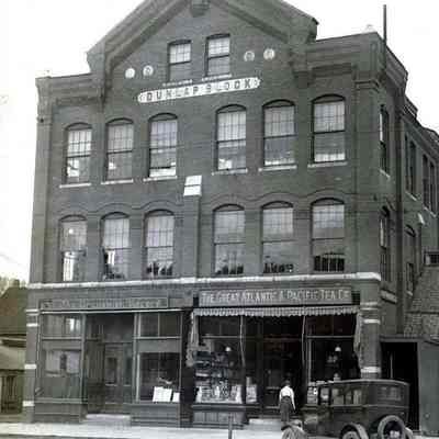 1) Dunlap block, Maine Street, Brunswick, 2) First National Bank, Maine Street, Brunswick