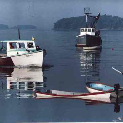 A photo view of an ocean scene at Harpswell. 8/18/1987.