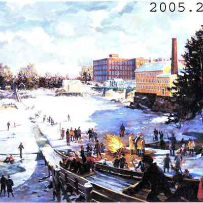 People sledding the chute.