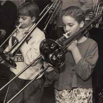 A photo view of Rebekah Stilkey and Carrie Jones. 3/19/1992.