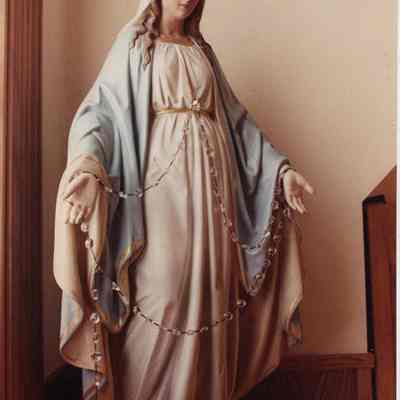 A photo view of a religious statue. 3/16/1990.