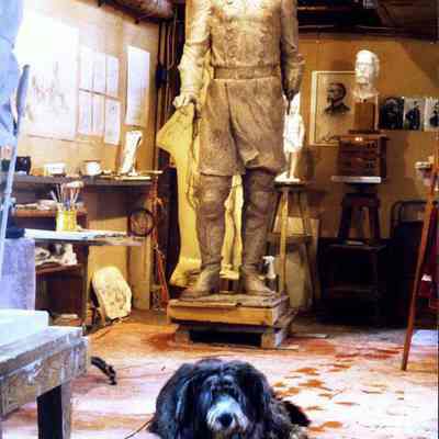 Clay model of the Chamberlain statue.