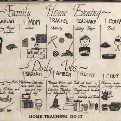 A photo view of the Adams family bulletin board. 4/24/1992.
