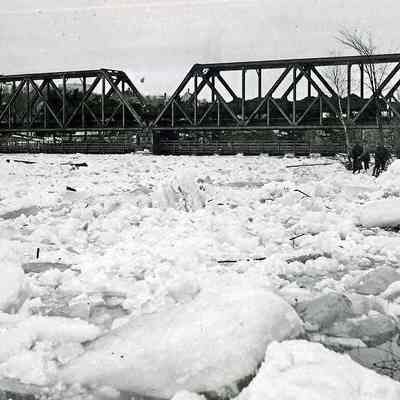 Ice and the Black Bridge during the 1936 Flood