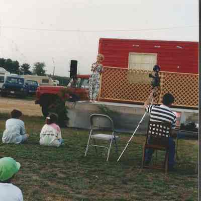photograph of Lisa Kelly performing at the 1991 Topsham Fair Variety Show.