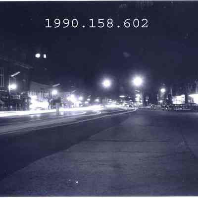 A nightime photo of Maine Street, Brunswick.