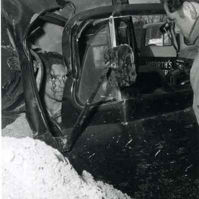 A photo the Charles DeLong accident 2/27/1956.