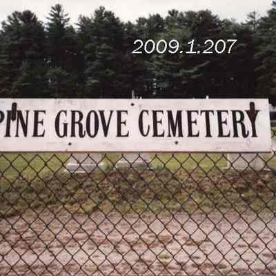 A photo of the sign at Pine Grove Cemetery.