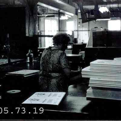 A photo of unidentified mill workers