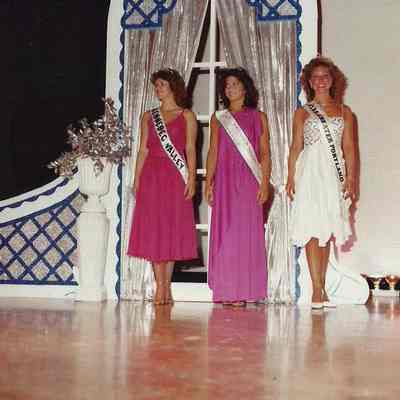 A color photograph of visiting Queens who competed last weekend in the Miss Maine Pageant