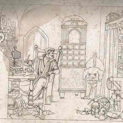Illustration of Man and Dog