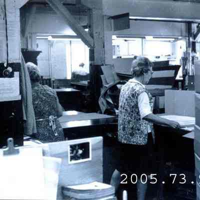 A photo of unidentified mill workers