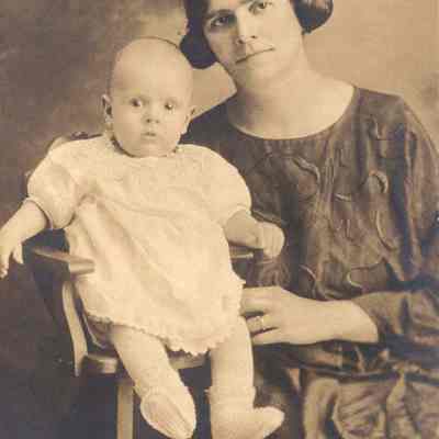 A photo of a mother and child.