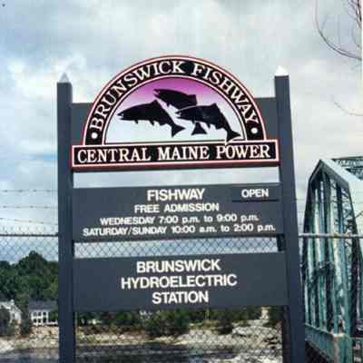 A photo of the sign at the Brunswick Fishway. c.1990
