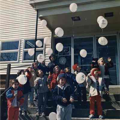 A photo view of a group of children. 3/16/1989.