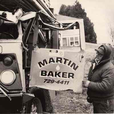 A photo view of Martin Baker looking at his rig.