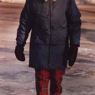 A photo view of a person all bundled up against the cold. 1/29/1987.