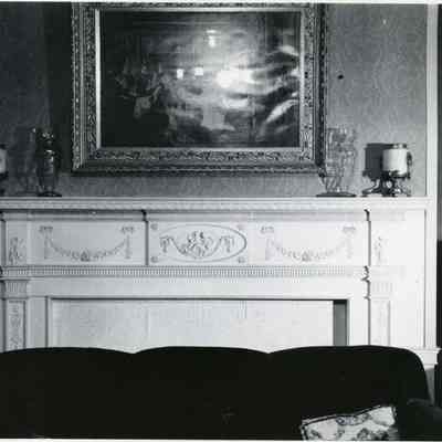 A photo showing the fire place and mantle, Porter House.