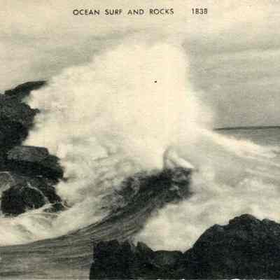 A photo of surf and rocks at Bailey Island.