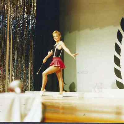 Corrie Pottle getting ready for her dance/twirl routine.