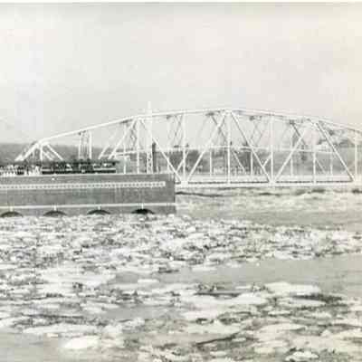 Central Maine Power Company Power Station and Frank J. Wood Bridge in 1936 flood