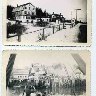 Houses in Winter and Bailey Island Wharf
