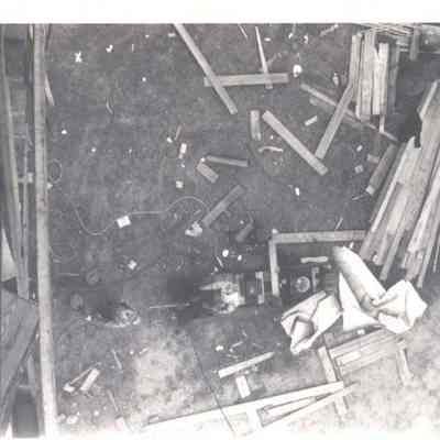 A photo view of the ground below the water tower.