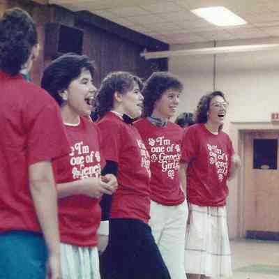 A color photograph of Heidi Heintz, Vanessa Pierce, Kelley Donovan, Wendy Mercier, Doreen Derocier and Maureen Fortin having a good time.