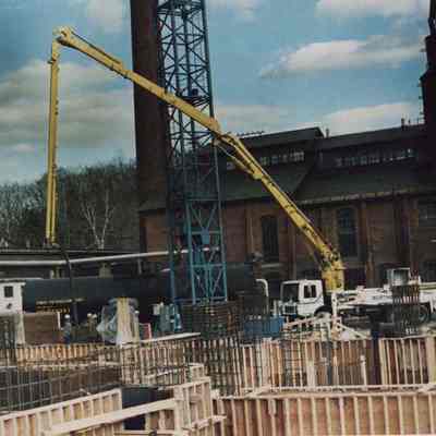 A photo view of the Pejepscot hydro project. 12/15/1986.