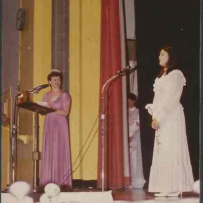 A color photograph of Sharon Hinkley asking Patty Pickard the question.