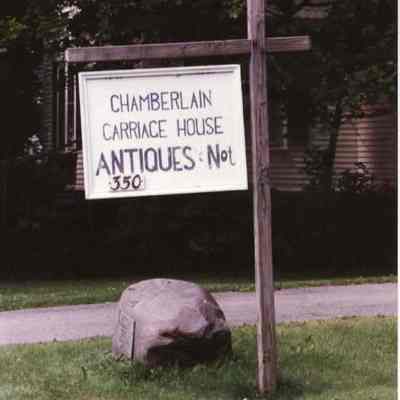 A photo of the sign at Chamberlain's birth place.