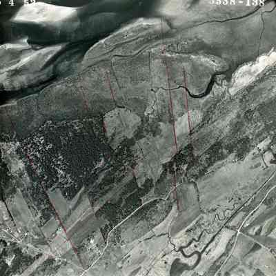 An aerial photo of the New Meadows River. 5/4/1953