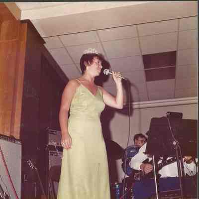 Sharon Hinckley singing "Cabaret" to open the Talent Competition.