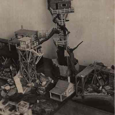 A photo view of a model built from match sticks. 8/12/1976.