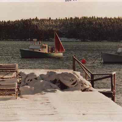 A photo view of Cundy's Harbor in the winter time. 12/18/1987.