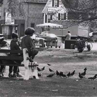 Children Feeding Pigeons on the Mall