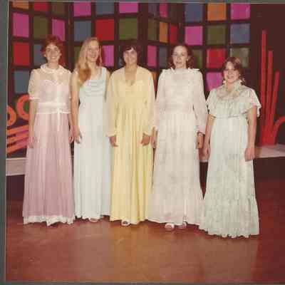 The last 5 contestants in evening gown the first segment for the opening of Talent Competition.