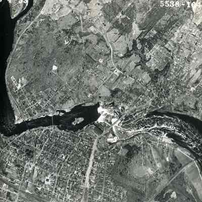 An aerial photo of the Androscoggin River. 5/4/1953.