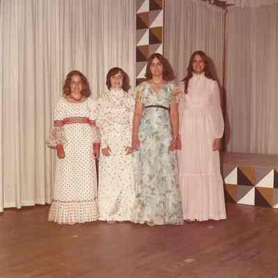 Contestants #1 to 4 posing in there gowns