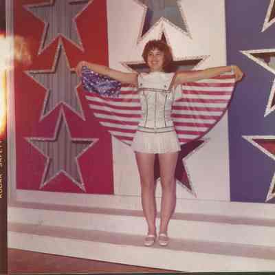 Terry Davis modeling her costume.