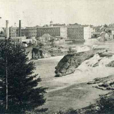 A photo of a drawing of the Cabot Mill.