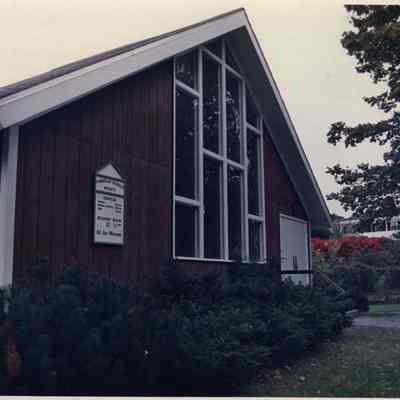 A photo view of the Christian Science Society Church. 10/21/1988.